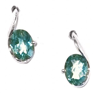 Sterling Silver Post Earrings- Lab-Created Green Spinel
