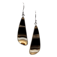 Sterling Silver Earrings- Black Botswana Agate