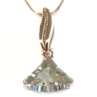 14k Gold Pendant- Green Amethyst & Diamond