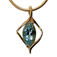 14k Gold Pendant-  Aquamarine