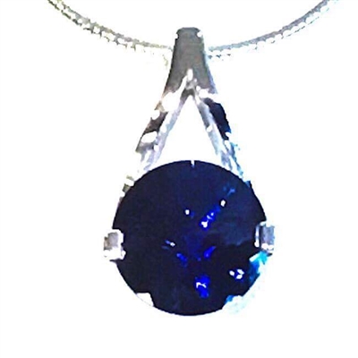 Sterling Silver Pendant/Slide-  Lab Created Blue Sapphire