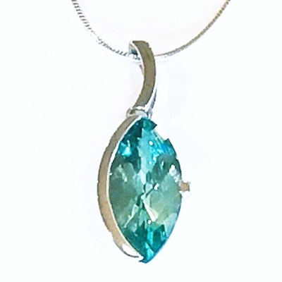 Sterling Silver Pendant/Slide- Lab Created Green Spinel