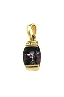 14k  Gold Pendant/Slide- Mystic Rainbow Topaz & Diamonds