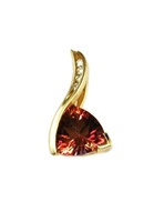 14k Gold Pendant/Slide- Orange Topaz & Diamonds