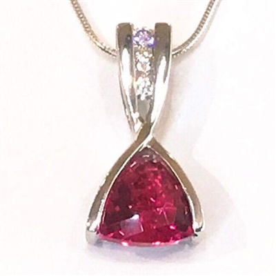 Sterling Silver Pendant/Slide- Lab Created Ruby & CZs