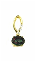 14k Gold Pendant/Slide- Mystic Rainbow Topaz & Diamonds