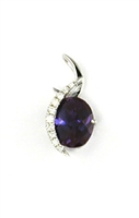 14k White Gold Pendant/Slide- Lab Created Alexandrite & Diamonds