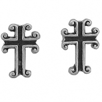 Sterling Silver Post Earring-Cross