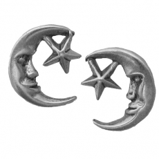 Sterling Silver Post Earring-Moon with Star