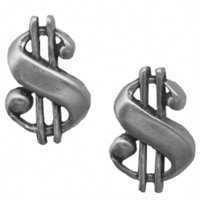 Sterling Silver Post Earring-Dollar Sign