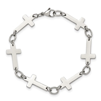 Stainless Steel Bracelet- Sideways Cross