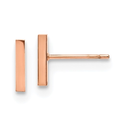 Rose Gold Plated Stainless Steel Post Earrings- Bar