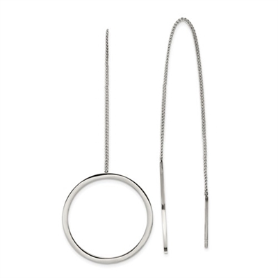 Stainless Steel Threader Earrings- Polished Circles