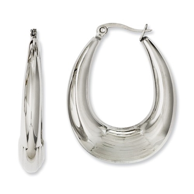 Stainless Steel Oval Hoop Earrings