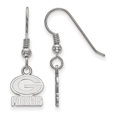 Green Bay Packers Dangle Earrings- Extra Small- Sterling Silver