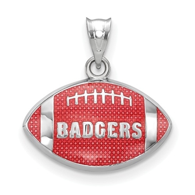 University of Wisconsin-  Small Red Enamel Football - Sterling Silver