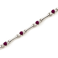 14K White Gold Ruby & Diamond Bracelet