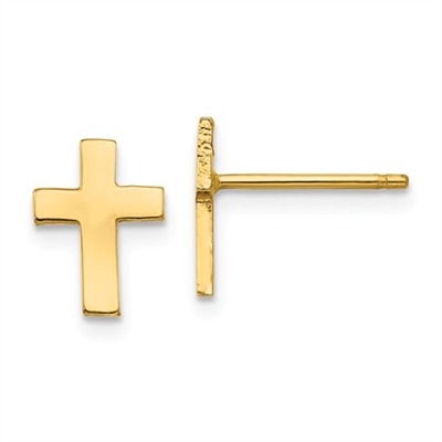 14k Gold Cross Post Earrings
