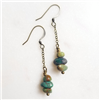 Antique Brass Green Turquoise Pebble Earrings