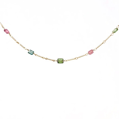 Assorted Tourmaline Bar Necklace