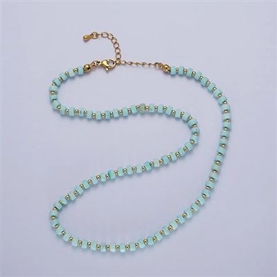 Blue Turquoise Heshi Bead Necklace