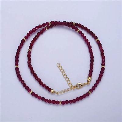 Ruby Beaded Necklace- Gold Filled