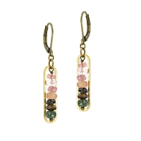 Watermelon Tourmaline Dangle  Earrings- Peapod