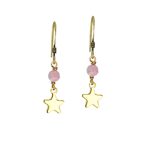 Watermelon Tourmaline Dangle  Earrings- Petite Stars