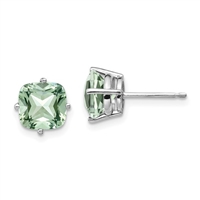 14k White Gold Post Earring- Green Amethyst