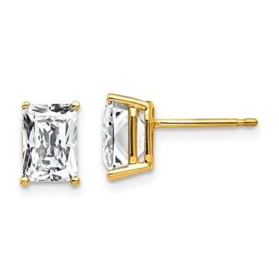 14k Gold Post Earrings- Cubic Zirconia