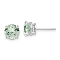 14k White Gold Post Earring- Green Amethyst