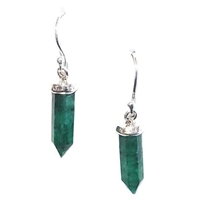Sterling Silver Dangle Earrings- Emerald Point