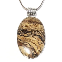 Sterling Silver Pendant/Necklace- Picture Jasper