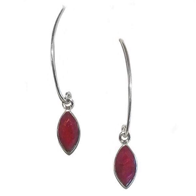 Sterling Silver Ruby Dangle Earrings--July Birthstone