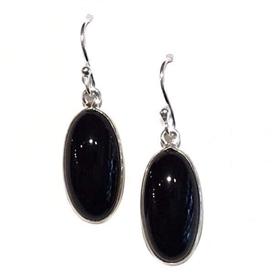 Sterling Silver Dangle Earrings- Black Onyx