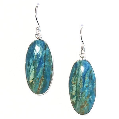 Sterling Silver Dangle Earrings- Peruvian Blue Opal
