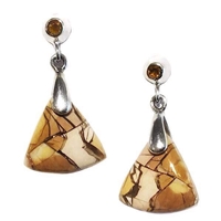 Sterling Silver Post Dangle Earrings- Brecciated Mookaite