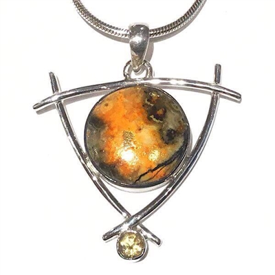 Sterling Silver Pendant- Bumble Bee Agate