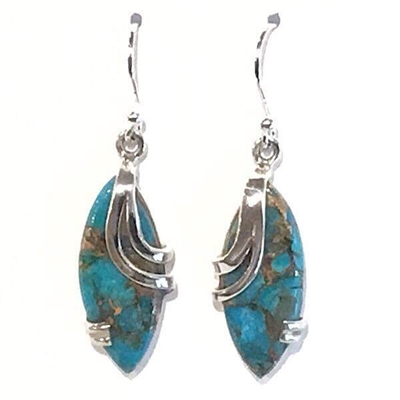 Sterling Silver Dangle Earrings- Turquoise with Copper