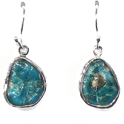 Sterling Silver Dangle Earrings- Rough Cut Turquoise
