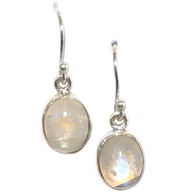 Sterling Silver Dangle Earrings- Rainbow Moonstone