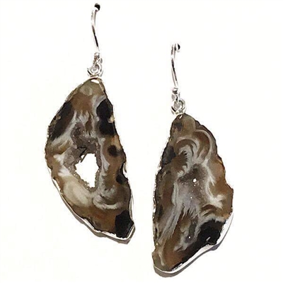 Sterling Silver Earrings- Geode