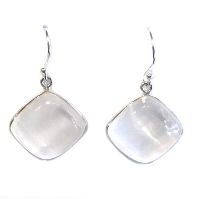 Sterling Silver Dangle Earrings- Selenite