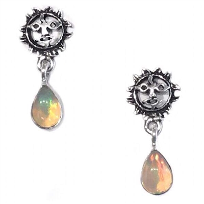 Sterling Silver Post Dangle Earrings- Ethiopian Opal