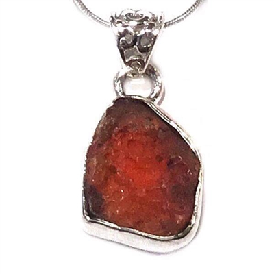 Sterling Silver Pendant/Necklace- Rough Cut Mexican Fire Opal