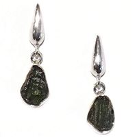 Sterling Silver Post Dangle Earrings- Moldavite