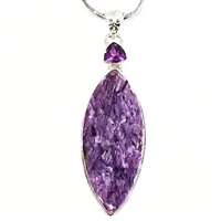 Sterling Silver Pendant- Charoite & Amethyst