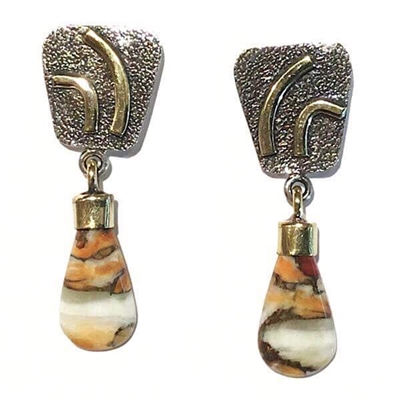 2 Tone Post Dangle Earrings- Spiny Oyster