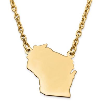 Wisconsin (or ANY State) Necklace- Gold Plated