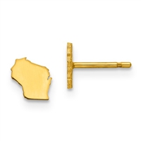 Wisconsin-(or ANY State) - Large Gold Plated Post Earrings